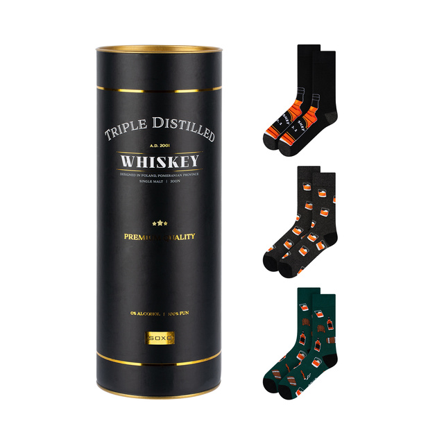 Farebné pánske ponožky SOXO Whisky v tube - 3 páry